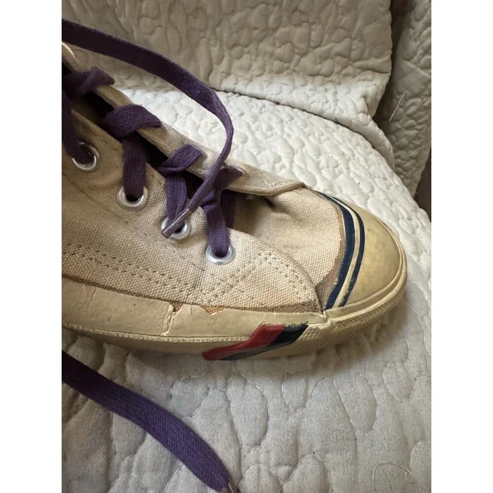 Vintage Pro-Keds High Top Basketball Shoes Off White Distressed 13” Outsole RARE